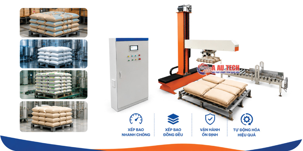 Robot xếp bao lên pallet