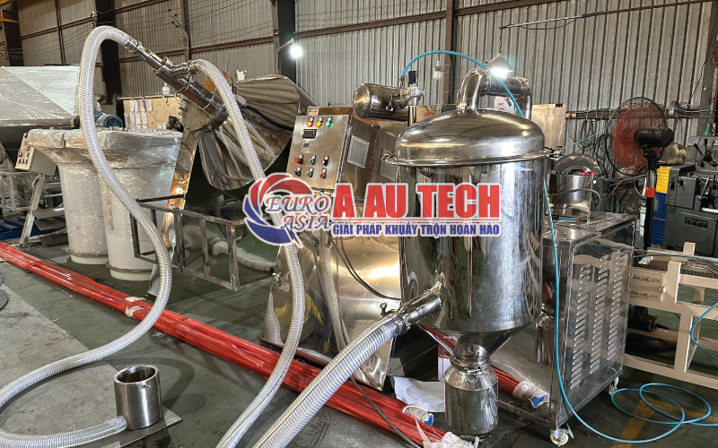 Hệ thống máy cấp liệu kết hợp máy trộn bột thực phẩm